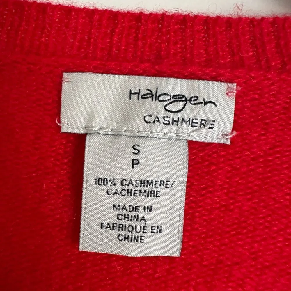 HALOGEN 100% cashmere Nordstrom red V-Neck Pullover Sweater long sleeve‎ size S